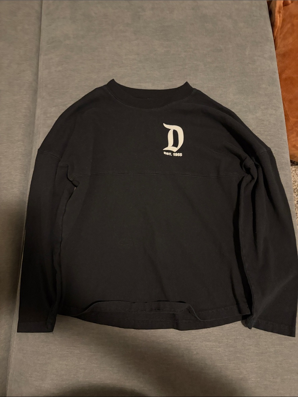 Disney Black Long Sleeve Tee with White 'D' Chest Logo
